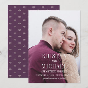Save the date. Vintage Motif Plum Cartes photos