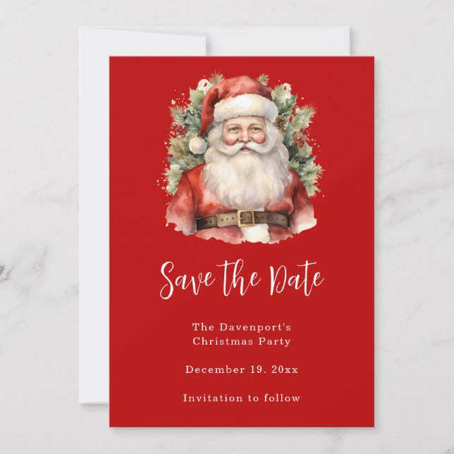 Save The Date Vintage Noël Père Noël Souriant (Devant)