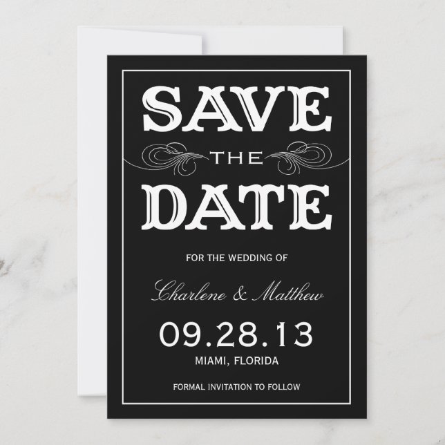 SAVE THE DATE VINTAGE NOIR | ENREGISTRER LA DATE D'ANNONCE (Devant)