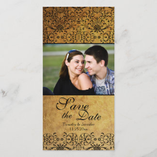Save The Date Vintage noir verni damask or enregistrer la date