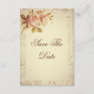Save The Date Vintage Paris Postmarks Rose chic 90e