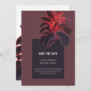 Save The Date Vintage Plante Mariage foncé violet