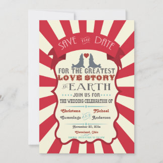 Save The Date Vintage Retro Circus Enregistrer La Date Annonce