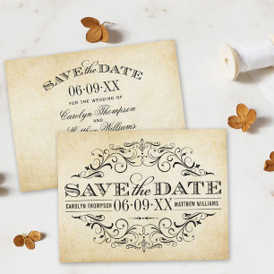 Save The Date Vintage Rustic Black Flourish Mariage