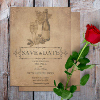 Save The Date Vintage Rustique vieux parchemin Mariage victorien