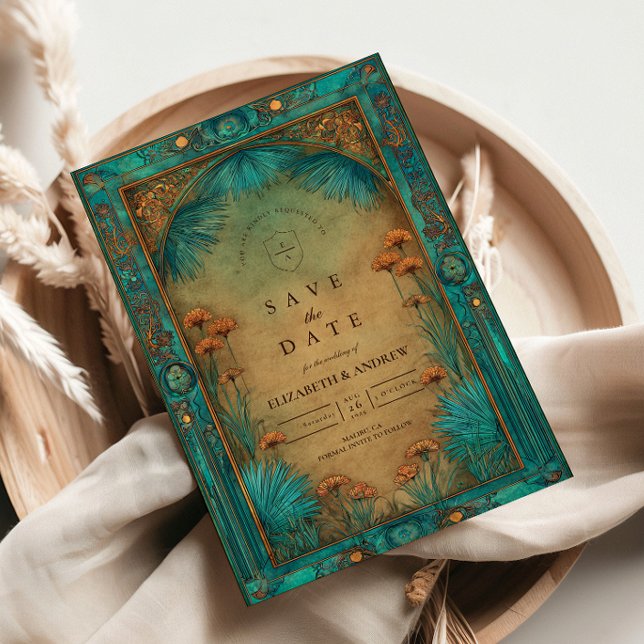 Save The Date Vintage Teal Garden Islamic Wedding (Créateur téléchargé)