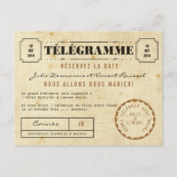 Vintage Télégramme Réservez la Date