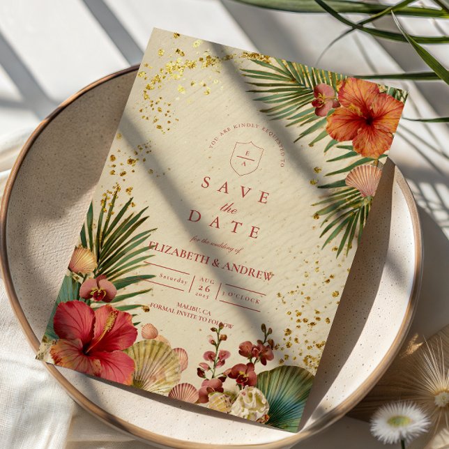 Save The Date Vintage Tropical Floral Wedding (Créateur téléchargé)