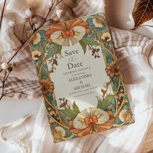 Save The Date Vintage unique Floral Art Nouveau Mariage