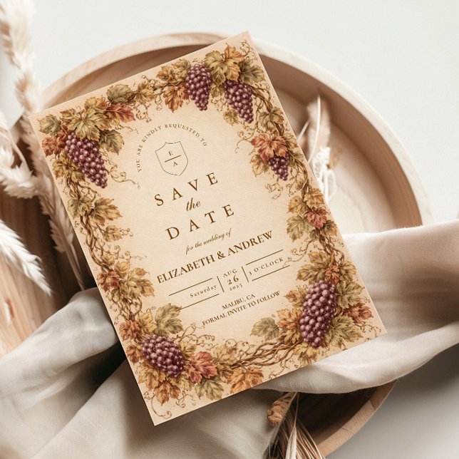 Save The Date Vintage Vineyard Grapes Wedding (Créateur téléchargé)
