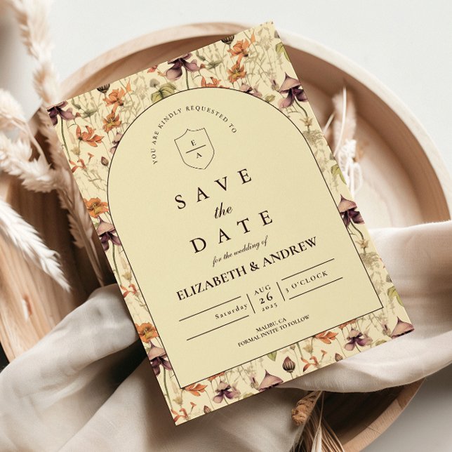 Save The Date Vintage Wildflower Arch Elegant Wedding (Créateur téléchargé)