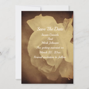 Save The Date Vintage Worn Sepia Rose Floral Mariage