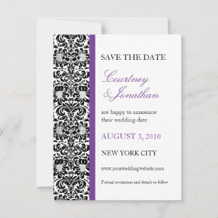 Save The Date Violet Accentué Damassé Enregistrer la Date