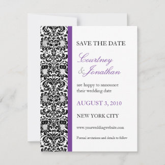 Save The Date Violet Accentué Damassé Enregistrer la Date