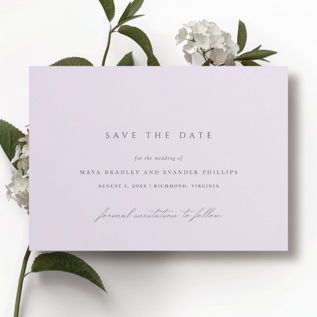 Save The Date Violet Clair | Mariage Lavande Aérien Formel (Créateur téléchargé)