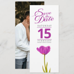 Save The Date Violet fleur de tulipe photo mariage enregistrer l