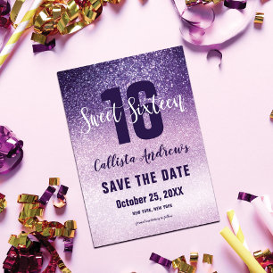 Save The Date Violet Lilac violet triple Parties scintillant Omb