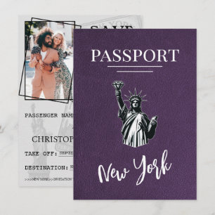 Save The Date Violet New York City Passport Enregistrer La Date