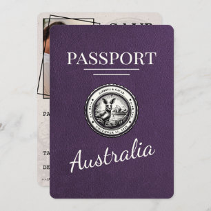 Save The Date Violet Purple Australie Passeport Enregistrer La D