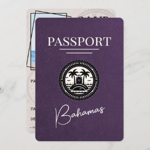 Save The Date Violet Purple Bahamas Passport Enregistrer La Date
