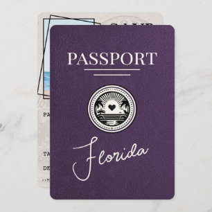 Save The Date Violet Purple Florida Passeport Enregistrer La Dat