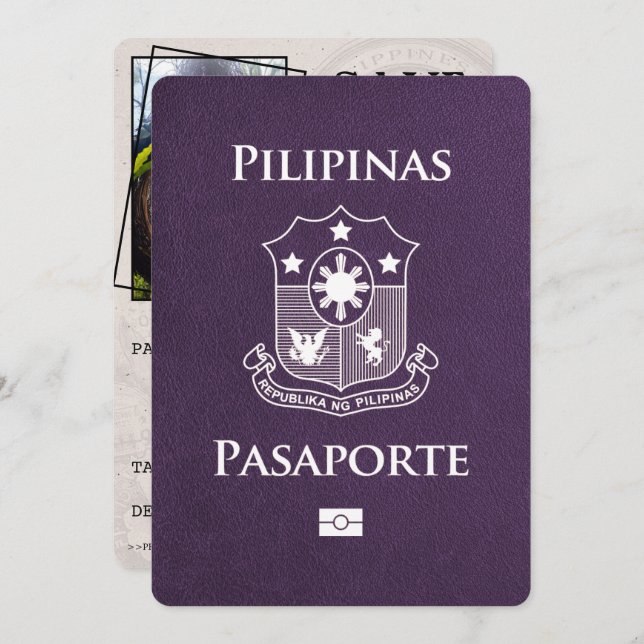 Save The Date Violet Purple Philippines Passeport Enregistrer La (Devant / Derrière)