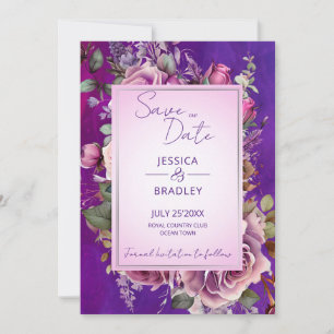 Save The Date Violet rose vintage roses élégant mariage