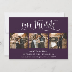 Save The Date Violet Script Mariage Photo Enregistrer La Date