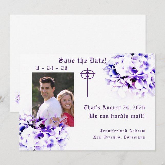 Save The Date Violettes élégantes Enregistrer la date (Devant / Derrière)