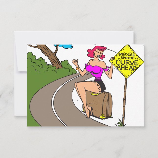 Save The Date Virage devant, jolie femme sur une route, drôle (Devant)