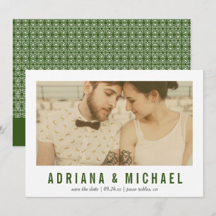 Save The Date Vision vintage Photo Motif moderne Green