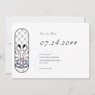 Save The Date Vitraux Fantaisistes Cygnes Nymphéas Mariage