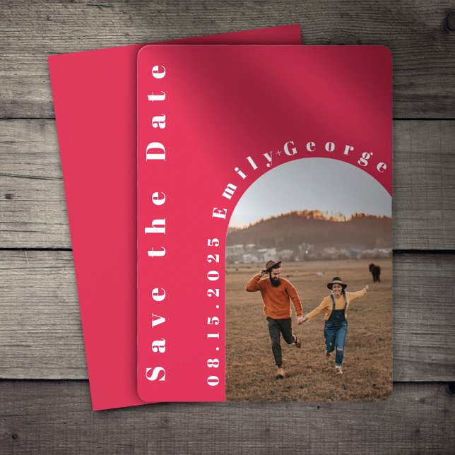 Save The Date Viva Magenta Arch Mariage photo moderne romantique (Créateur téléchargé)