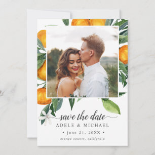 Save The Date Vivid Tangerine Orange Bouquet photo enregistrer l