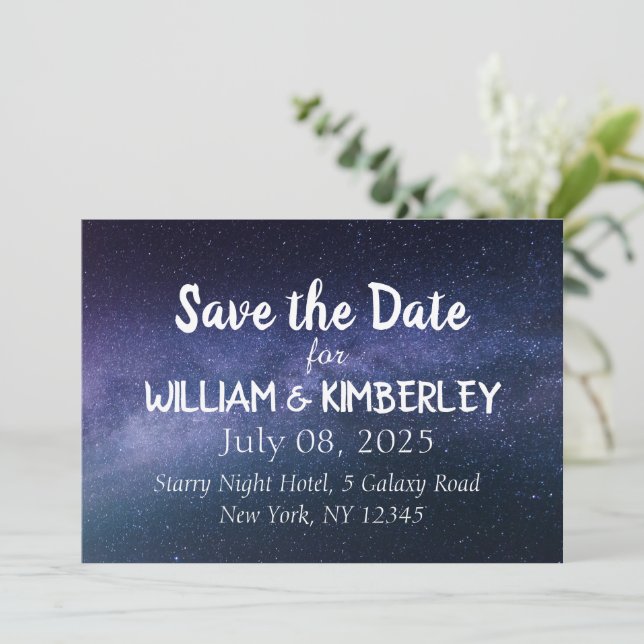 Save The Date Voie Lactée Étoiles Sky Galaxy Mariage Élégant Enr (Debout devant)
