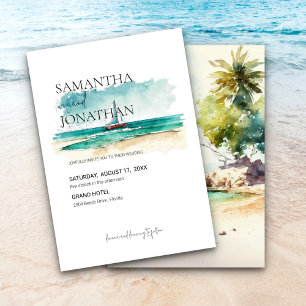 Save The Date Voilier de croisière simple tropical et aquarelle