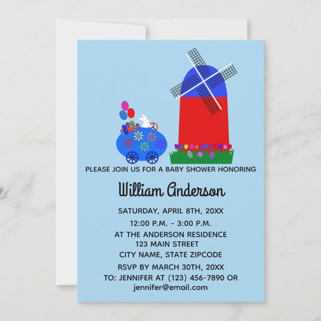 Save The Date Voiture à oeufs de lapin de baby shower #4-2 - Car (Devant)