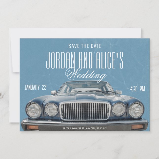 Save The Date Voiture de collection Mariage  (Devant)