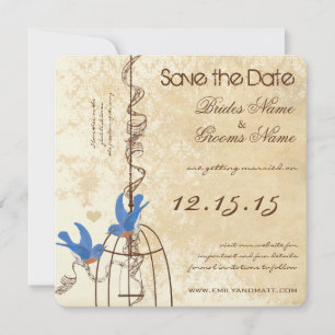 Save The Date Votre cage à oiseaux de ferme Photo Bluebirds 