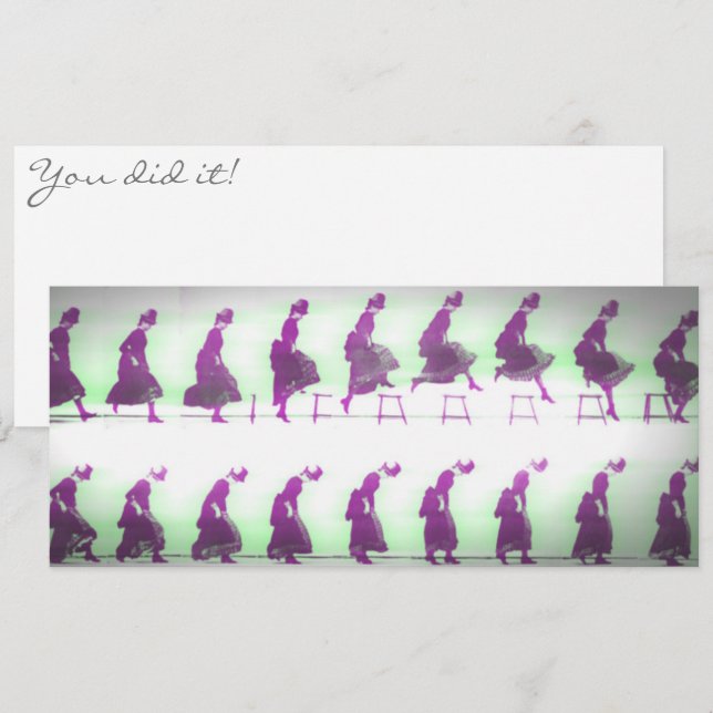 Save The Date Vous L'Avez Fait ! Jeune Femme D'Animation Sauter  (Devant / Derrière)