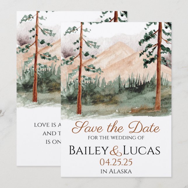 Save The Date Vue Montagne Enregistrer la date (Devant / Derrière)