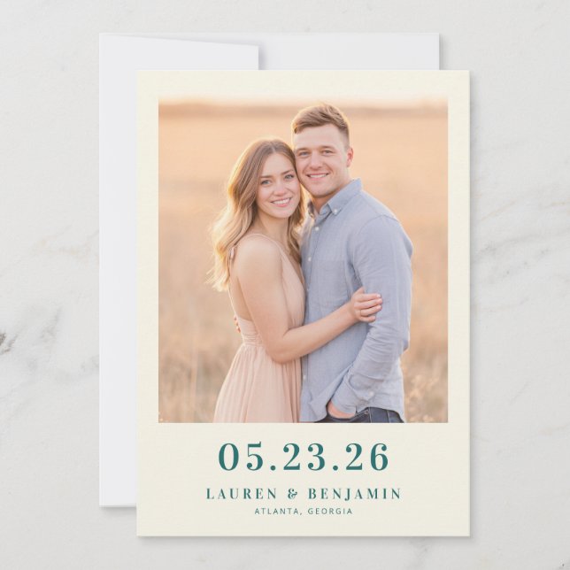 Save The Date Warm Beige Vintage Photo (Devant)