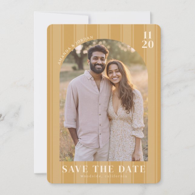 Save The Date Warm Beige Vintage Photo (Devant)