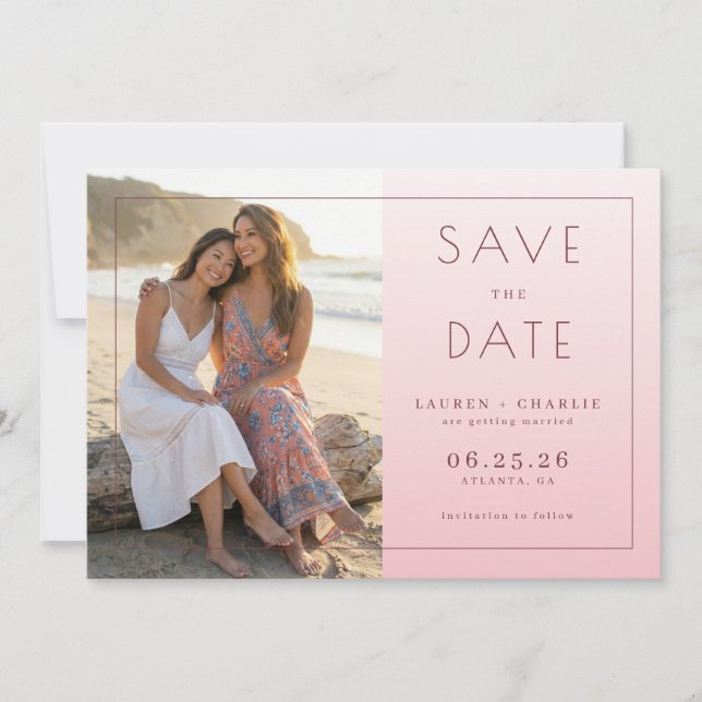 Save The Date Warm Pink Elegant Photo (Devant)