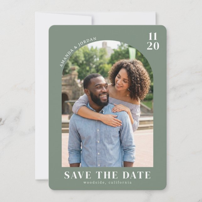 Save The Date Warm Sage Minimalist Photo (Devant)