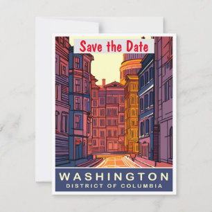 Save The Date Washington D.C., couleurs vives,