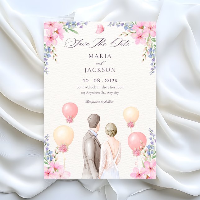 Save The Date Watercolor Aesthetic wedding  (Créateur téléchargé)