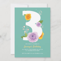 Watercolor Florals 3e fête d'anniversaire