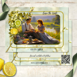 Save The Date Watercolor Lemon Orchard Photo Enregistrer la cart