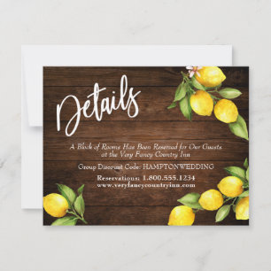 Save The Date Watercolor Lemons Détails du Mariage sur le bois r